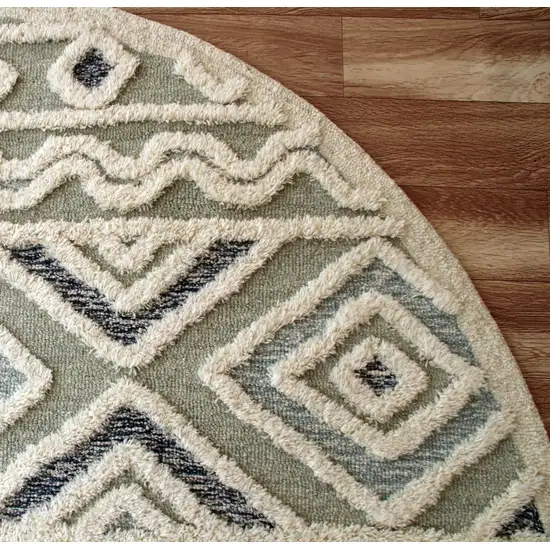 4' Round Cream Modern Geometric Area Rug Photo 3