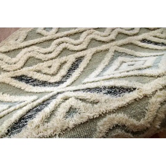 4' Round Cream Modern Geometric Area Rug Photo 5