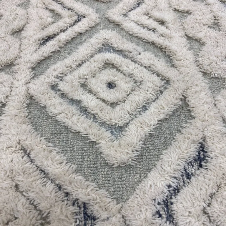 4' Round Cream Modern Geometric Area Rug Photo 2