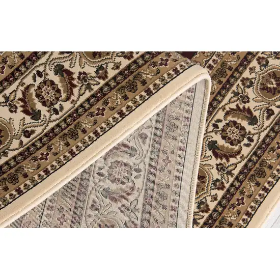 5' Round Cream Traditional Decorative Area Rug Photo 6