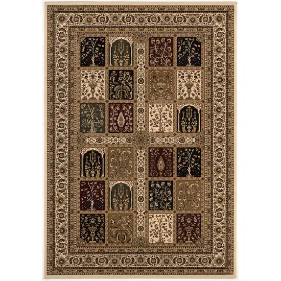 5' Round Cream Traditional Decorative Area Rug Photo 2