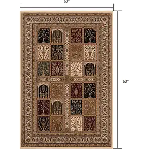 Photo of 5' Round Cream Traditional Decorative Area Rug