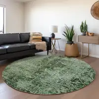 Photo of 8' Round Emerald Round Abstract Washable Non Skid Indoor Outdoor Area Rug