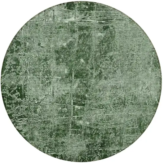 Emerald Round Abstract Washable Non Skid Indoor Outdoor Area Rug Photo 5