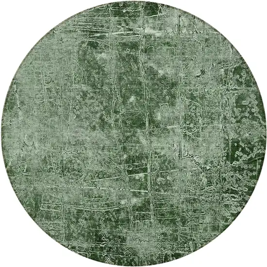 Emerald Round Abstract Washable Non Skid Indoor Outdoor Area Rug Photo 2