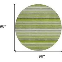 Photo of 8' Round Fern Green Round Striped Washable Non Skid Indoor Outdoor Area Rug