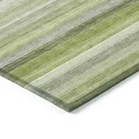 Photo of 8' Round Fern Green Round Striped Washable Non Skid Indoor Outdoor Area Rug