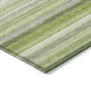 Photo of 8' Round Fern Green Round Striped Washable Non Skid Indoor Outdoor Area Rug