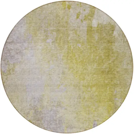 8' Round Gold Beige and Purple Round Abstract Washable Non Skid Indoor Outdoor Area Rug Photo 4