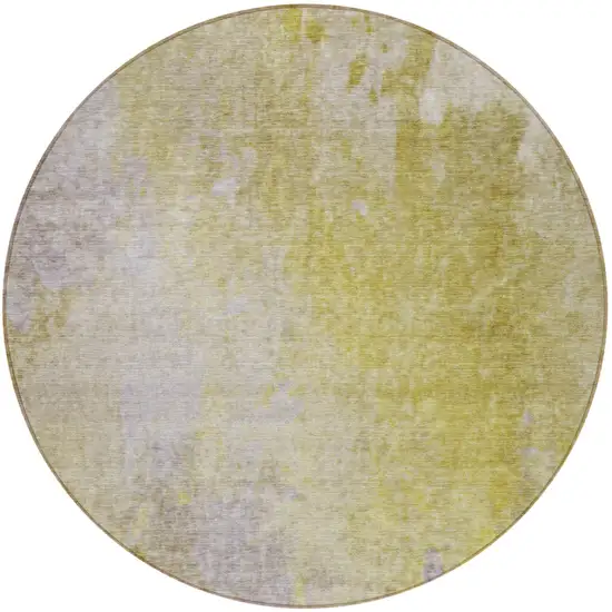 Gold Beige and Purple Round Abstract Washable Non Skid Indoor Outdoor Area Rug Photo 5