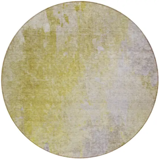 Gold Beige and Purple Round Abstract Washable Non Skid Indoor Outdoor Area Rug Photo 2