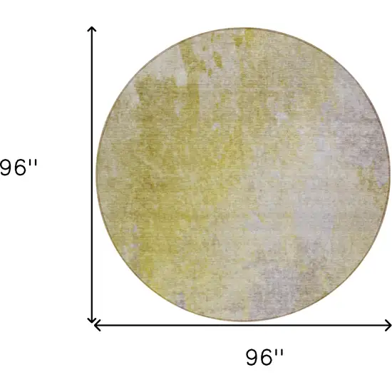 8' Round Gold Beige and Purple Round Abstract Washable Non Skid Indoor Outdoor Area Rug Photo 3