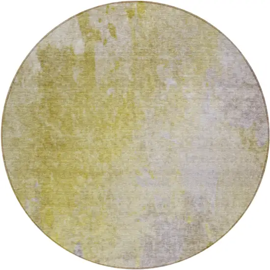 8' Round Gold Beige and Purple Round Abstract Washable Non Skid Indoor Outdoor Area Rug Photo 2