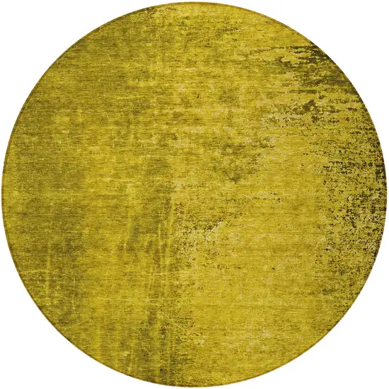 Gold Round Abstract Washable Non Skid Indoor Outdoor Area Rug Photo 4