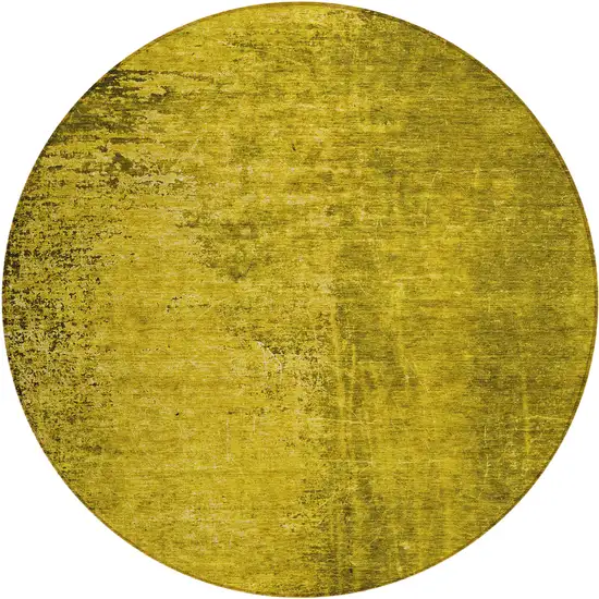 Gold Round Abstract Washable Non Skid Indoor Outdoor Area Rug Photo 2