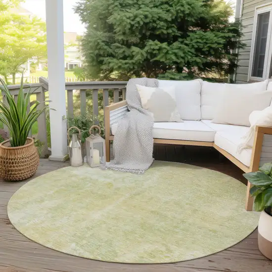 8' Round Gold Round Abstract Washable Non Skid Indoor Outdoor Area Rug Photo 8