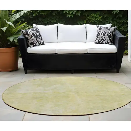 8' Round Gold Round Abstract Washable Non Skid Indoor Outdoor Area Rug Photo 1