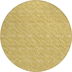 Photo of 8' Round Gold Round Geometric Washable Non Skid Indoor Outdoor Area Rug