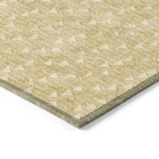 Gold Round Geometric Washable Non Skid Indoor Outdoor Area Rug Photo 6