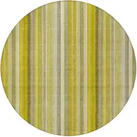 Photo of 8' Round Gold Round Striped Washable Non Skid Indoor Outdoor Area Rug