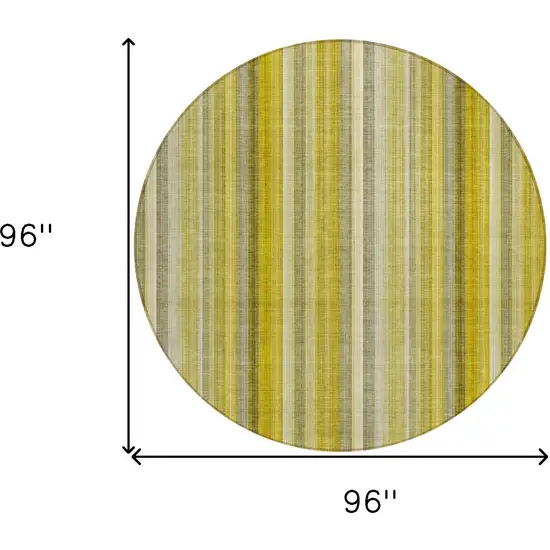 Gold Round Striped Washable Non Skid Indoor Outdoor Area Rug Photo 3