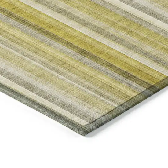 Gold Round Striped Washable Non Skid Indoor Outdoor Area Rug Photo 7