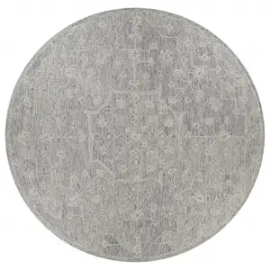 Photo of 8' Round Gray Floral Finesse Area Rug