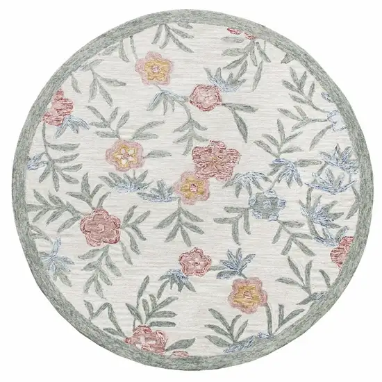 Gray Floral Traditional Area Rug Photo 8