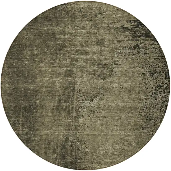 8' Round Gray Round Abstract Washable Non Skid Indoor Outdoor Area Rug Photo 4