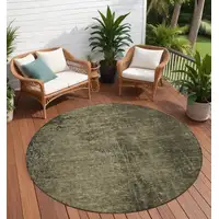 Photo of 8' Round Gray Round Abstract Washable Non Skid Indoor Outdoor Area Rug