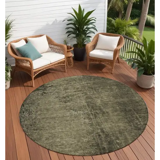 8' Round Gray Round Abstract Washable Non Skid Indoor Outdoor Area Rug Photo 1