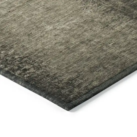 Gray Round Abstract Washable Non Skid Indoor Outdoor Area Rug Photo 7