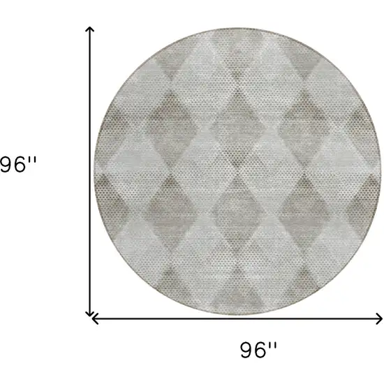 Gray Round Geometric Washable Non Skid Indoor Outdoor Area Rug Photo 3