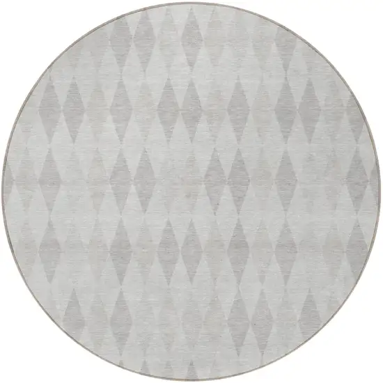 8' Round Gray Round Geometric Washable Non Skid Indoor Outdoor Area Rug Photo 5