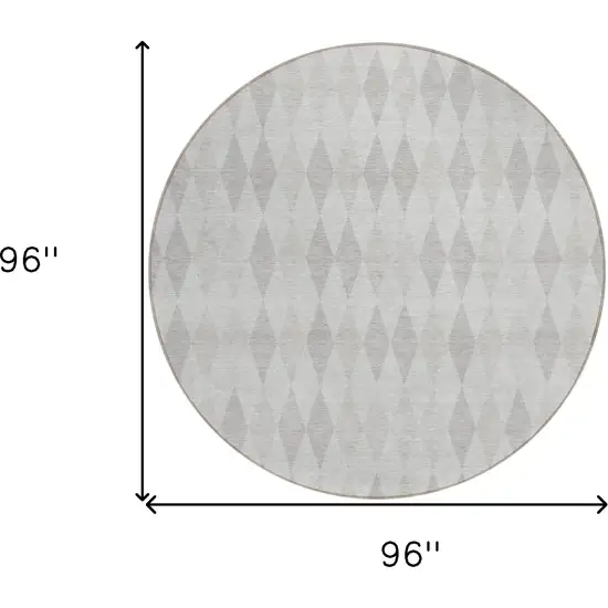 8' Round Gray Round Geometric Washable Non Skid Indoor Outdoor Area Rug Photo 3