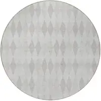 Photo of 8' Round Gray Round Geometric Washable Non Skid Indoor Outdoor Area Rug