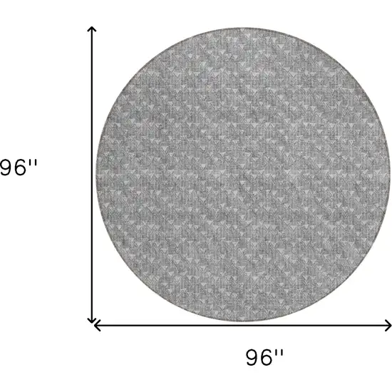 Gray Round Geometric Washable Non Skid Indoor Outdoor Area Rug Photo 9