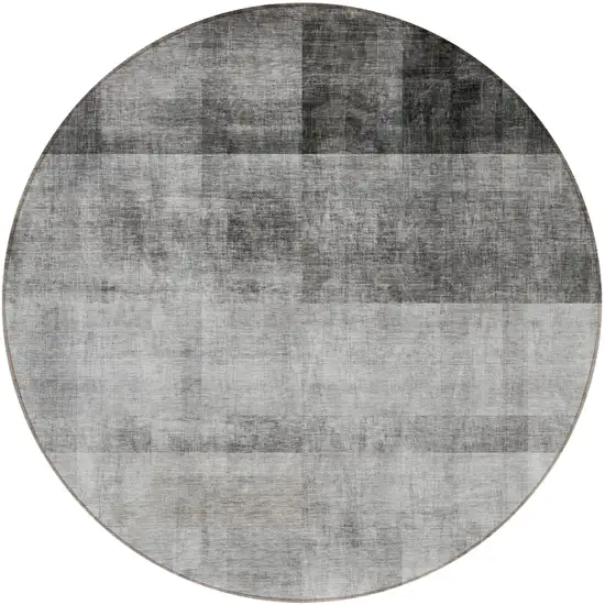 8' Round Gray Round Ombre Washable Non Skid Indoor Outdoor Area Rug Photo 5