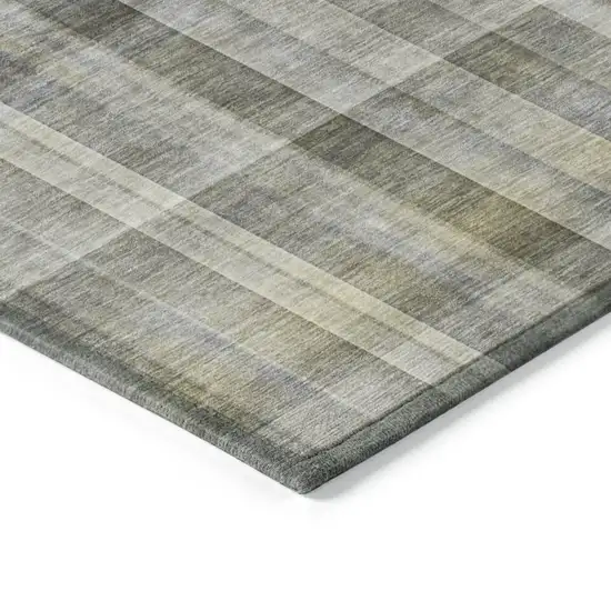 8' Round Gray Round Plaid Washable Non Skid Indoor Outdoor Area Rug Photo 7