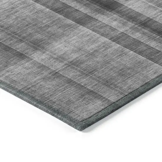 8' Round Gray Round Plaid Washable Non Skid Indoor Outdoor Area Rug Photo 7