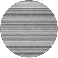 Photo of 8' Round Gray Round Striped Washable Non Skid Indoor Outdoor Area Rug