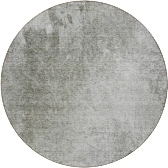 8' Round Gray and Off White Round Abstract Washable Non Skid Indoor Outdoor Area Rug Photo 2