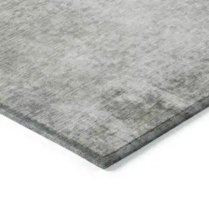 Photo of 8' Round Gray and Off White Round Abstract Washable Non Skid Indoor Outdoor Area Rug