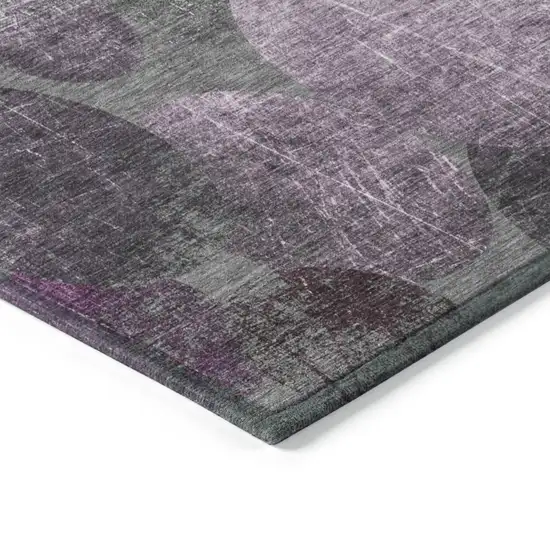 8' Round Gray and Purple Round Abstract Washable Non Skid Indoor Outdoor Area Rug Photo 5