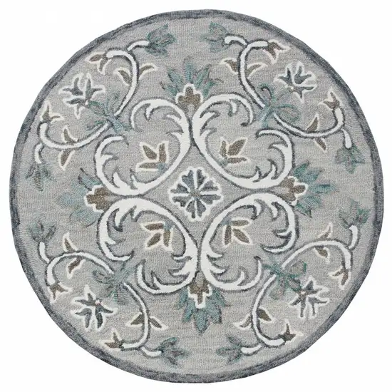 Gray and White Filigree Area Rug Photo 7