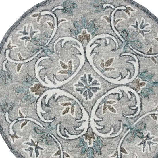 Gray and White Filigree Area Rug Photo 6