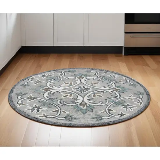 Gray and White Filigree Area Rug Photo 1