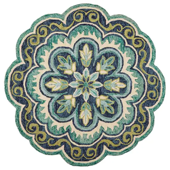 Green Floral Artwork Area Rug Photo 7