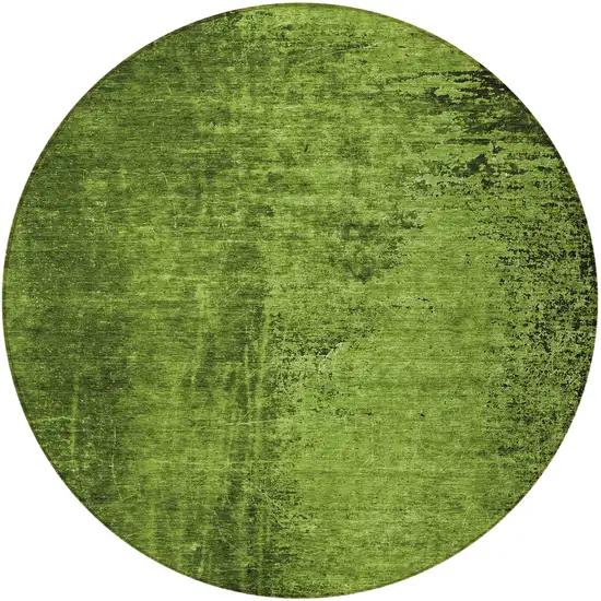 8' Round Green Round Abstract Washable Non Skid Indoor Outdoor Area Rug Photo 5