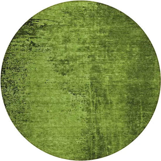 8' Round Green Round Abstract Washable Non Skid Indoor Outdoor Area Rug Photo 2